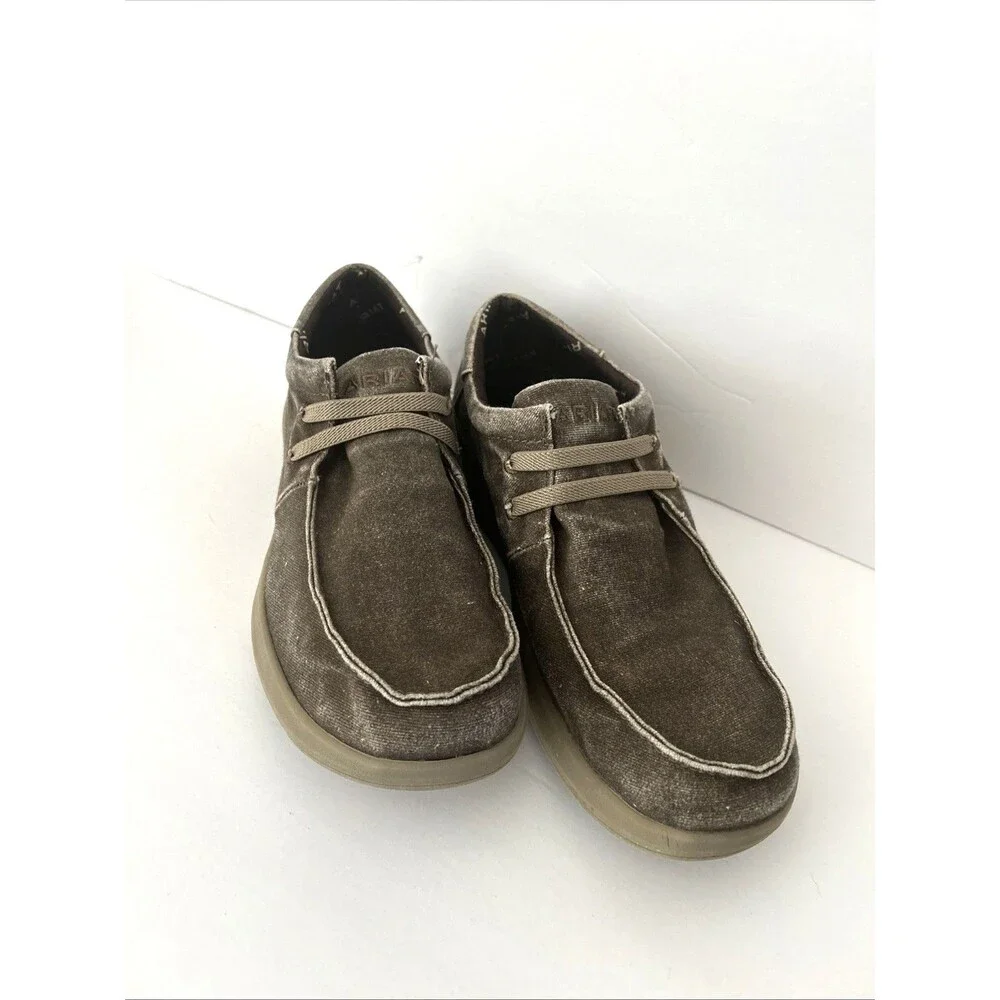 Ariat Slip On Shoes Mens Size 8.5 EE Hilo Brown Canvas Loafers Casual Comfort